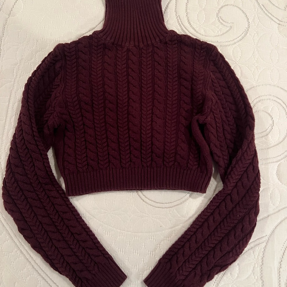 La Hearts Burgundy Turtleneck Sweater